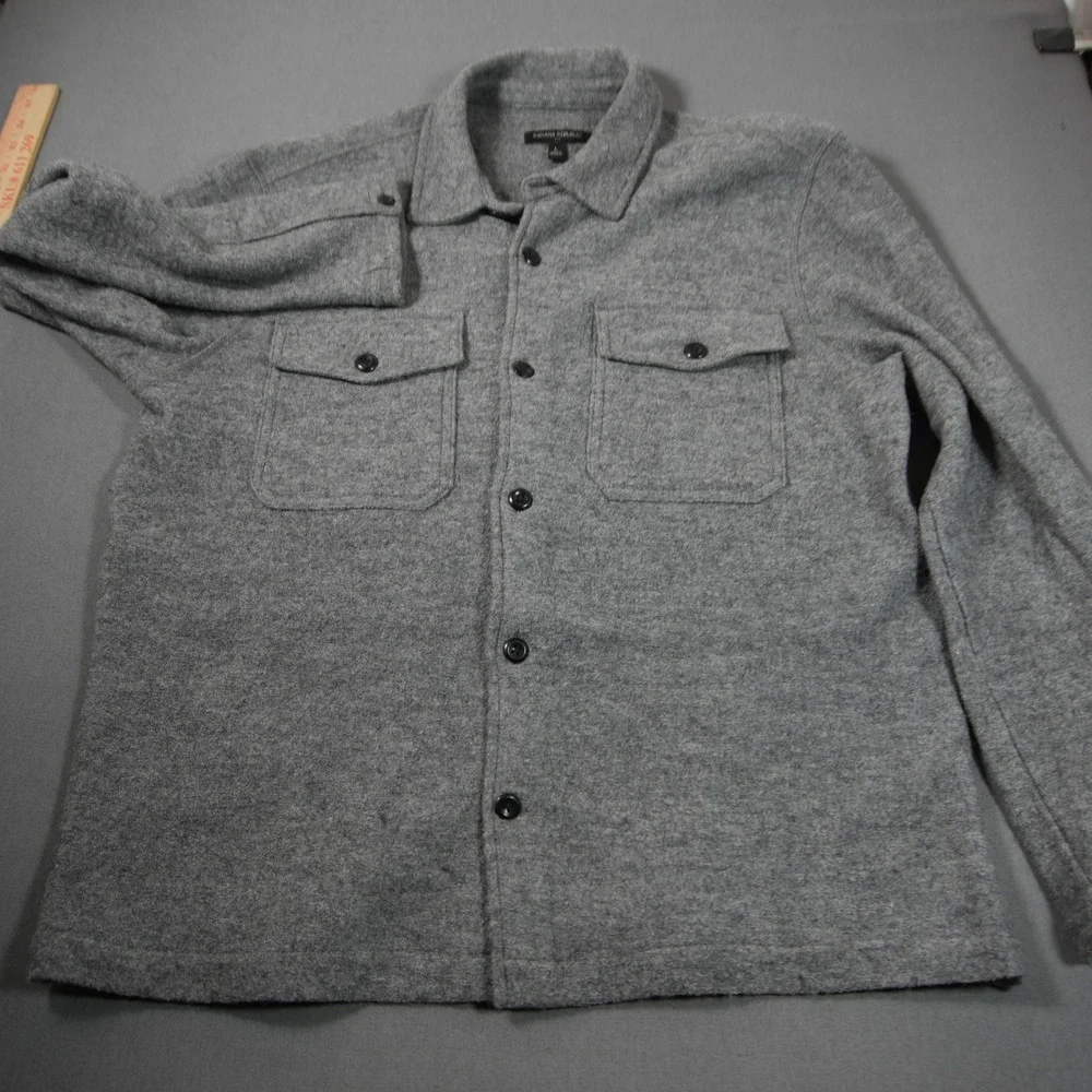 Banana Republic Boucle Wool Rayon Men Shirt Jacket L Overshirt Lightweight Cabin